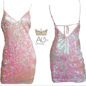 Pink/Peach Sequin Dress - Size S